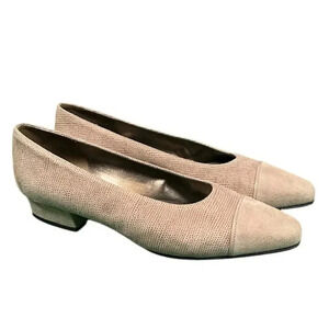 Vaneli Women's 1" Block Heels Slip On Shoes Size 8.5 Taupe Made In Italy